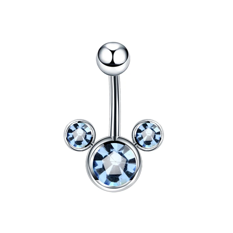 Piercing Jewelry 1PC Surgical Steel Single Crystal Rhinestone Belly Button Rings