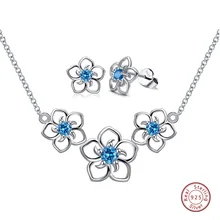 Effie queen 925 пробы серебряные женские ювелирные наборы 4 цвета AAA цветок с цирконом в форме ожерелья серьги-гвоздики ювелирные наборы TSS23