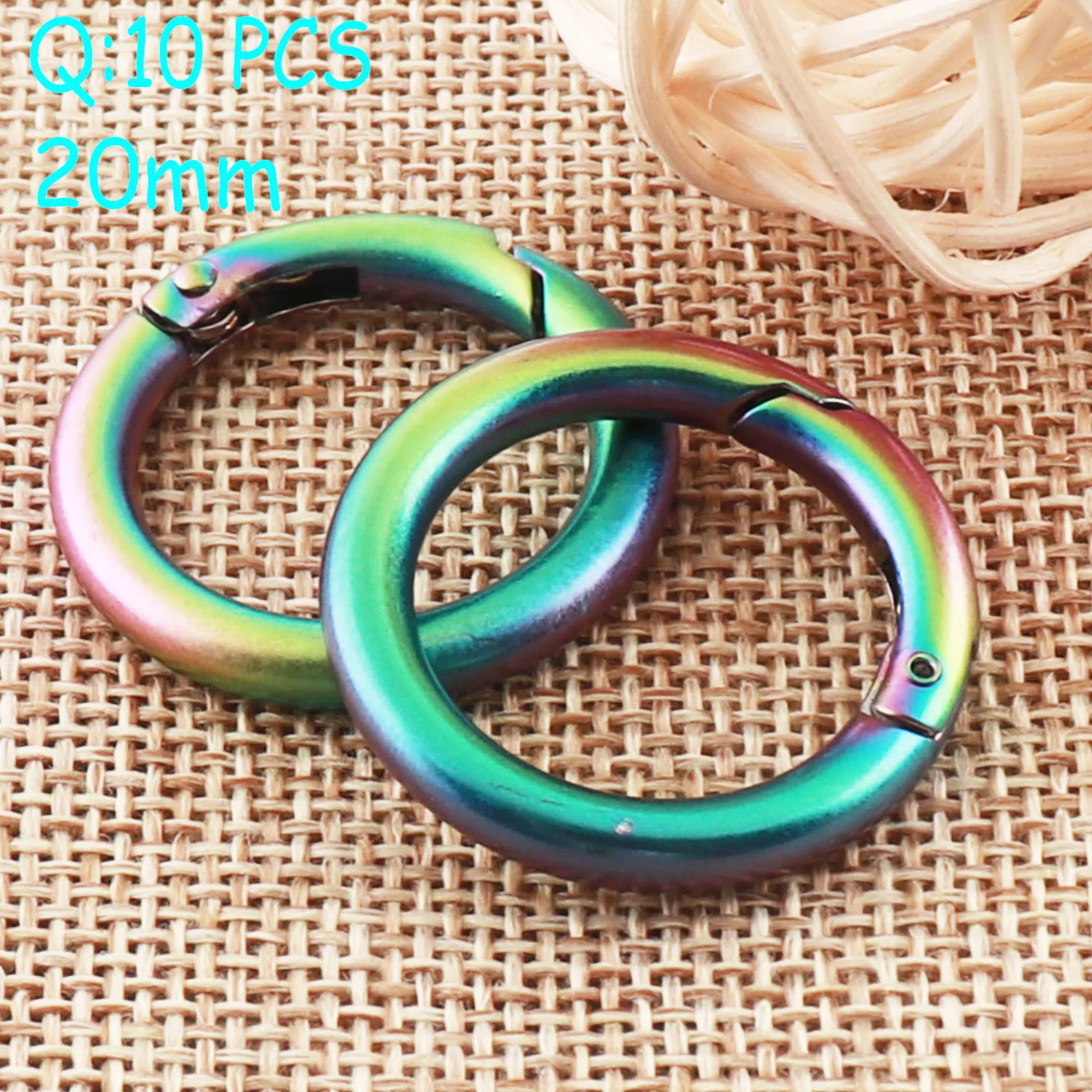 

10 pcs Rainbow Spring Ring clasp Spring Gate Ring Clasp Snap Ring Screw webbing Purse Bag Handbag Dog Collar 3/4"(20mm)