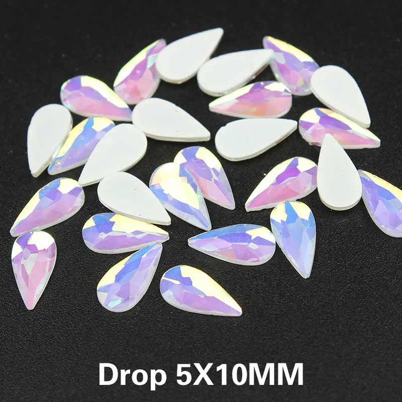 Новое поступление 30 шт. дизайн ногтей Стразы Декор прозрачный AB белый низ Кристальные бусины камни для 3D украшения для ногтей - Цвет: Drop 5x10mm