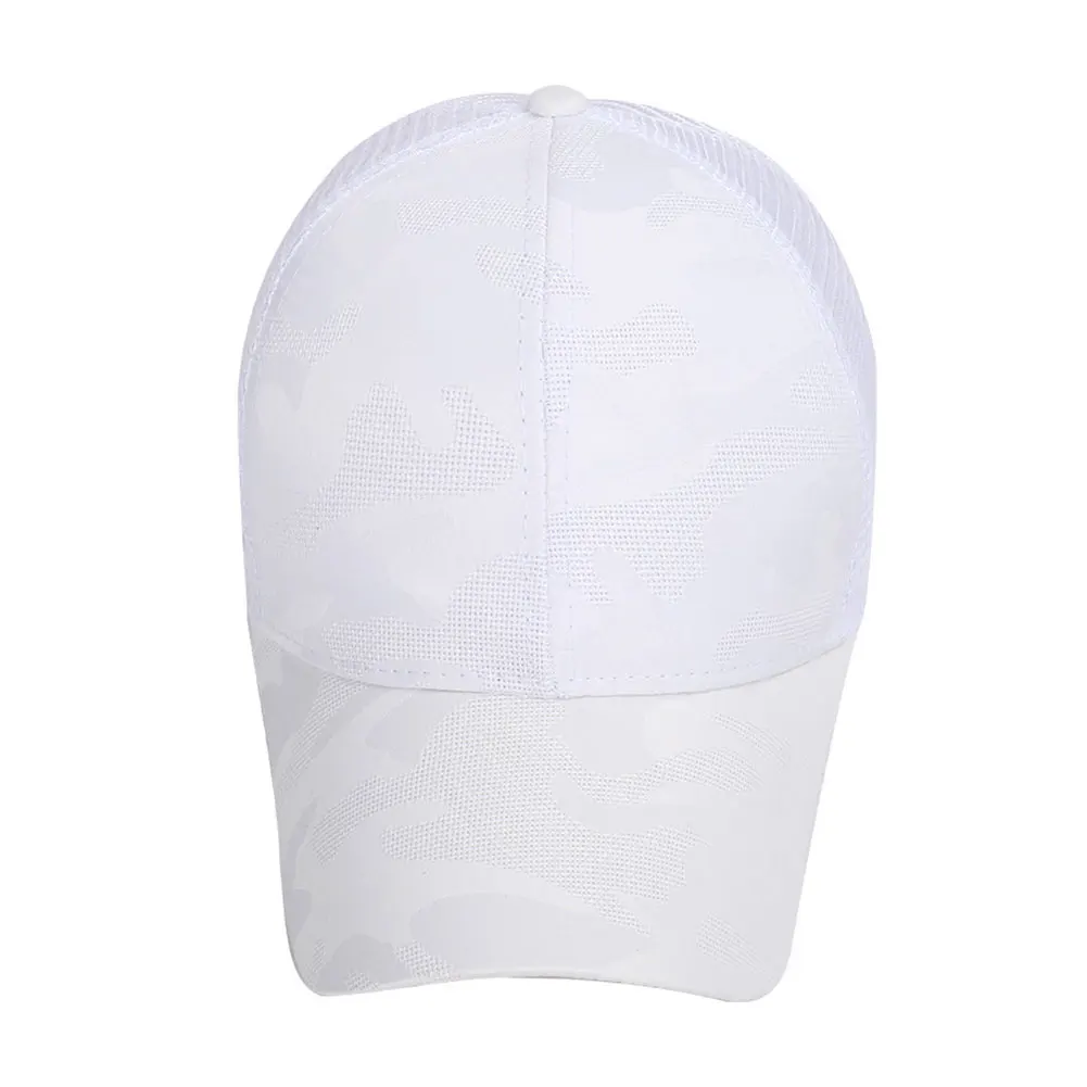Женская Спортивная Кепка Snapback, летняя, солнцезащитная, конский хвост, сетка, модная, камуфляжная, бейсбольная кепка, для улицы, хип-хоп, легкая