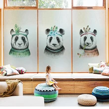 Оконная пленка на заказ, статическая, с рисунком панды, ПВХ, декоративная пленка для кухни, гостиной, ванной комнаты, спальни, 60 см x 100 см