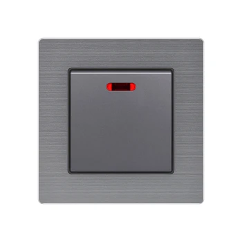 

Wall Pressure Reset Switch Power Light Switch Light Push Button Switches Aluminum Alloy with Indicator Light 1-way Luxury Panel