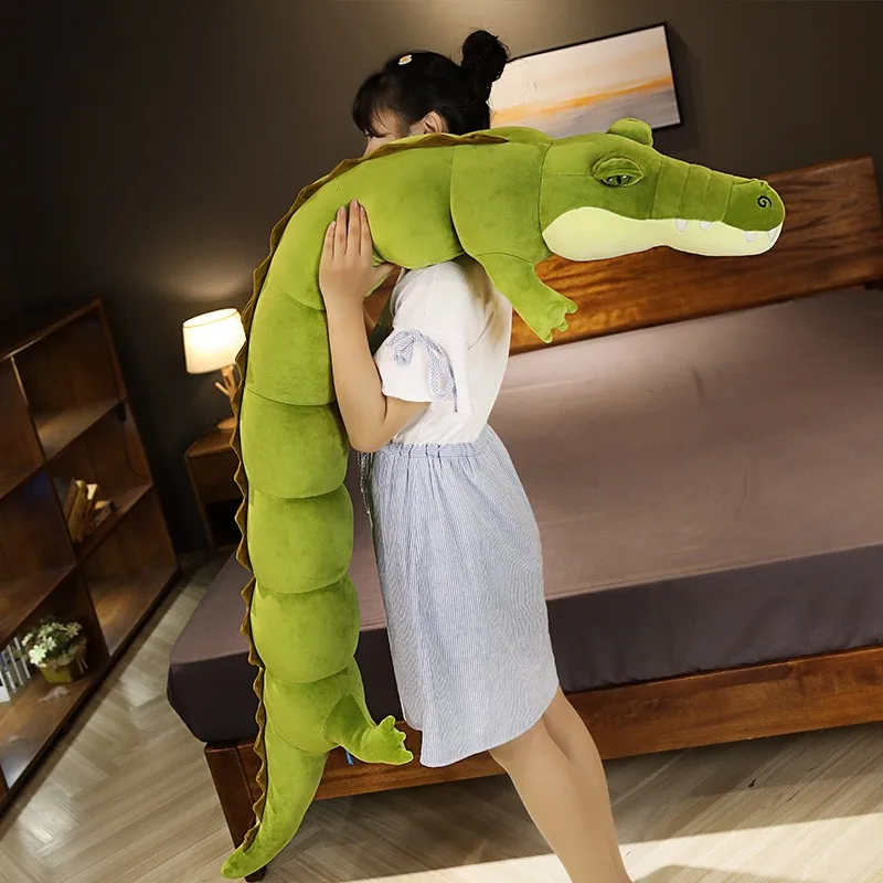 New 80cm-180cm Simulation Crocodile Plush Toys Stuffed Soft Animals Long Crocodile Pillow Doll Home Decoration Gift for Children handmade hooked wedding cushion bag joyful cushion gift for wedding love happiness pillow decoration for new house