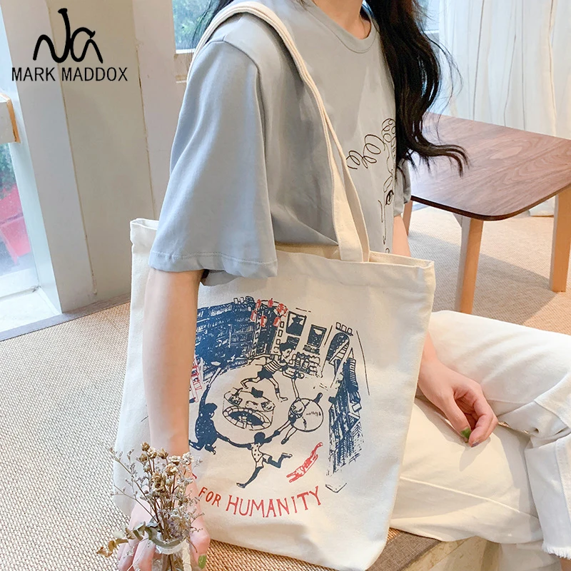 

Women Canvas Shoulder Bag Ladies Pure Cotton Cloth Handbag Foldable Shopping Tote Students' Simple Eco Environmental Shopper Bag