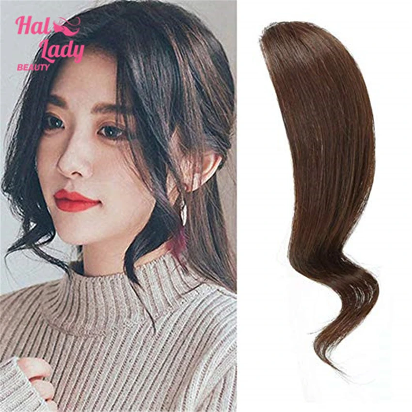 

Halo Lady Beauty 2PCS Wave Side Bangs Brazilian Real Human Hair Clip In Bangs Fringe Hair Extensions Hairpieces Non-remy