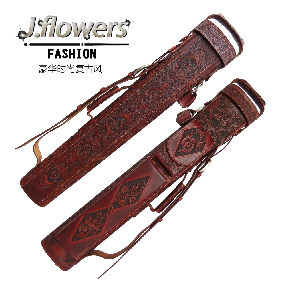 

JF6-AB002 Billiard Case 6 Holes 2B4S Genuine Leather Case Top Handmade 90*13*10cm Oval Embroidery Bag Billiard Accessories