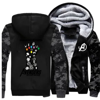

2019 New Mens Camouflage Raglan Sweatshirts Sportswear Coat Thick Hip Hop Hoody Funny Thanos Infinity Gauntlet Marvel Streetwear