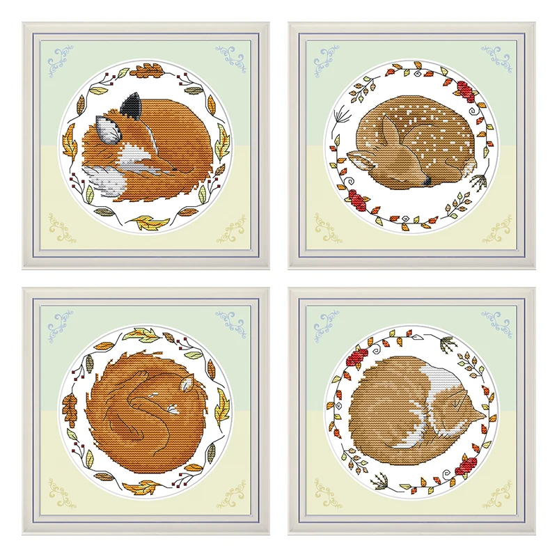 

Animals Patterns Cross Stitch Kits Sale 11CT 14CT Printed Fabric DMC Threads Sets for Embroidery for Needlework Sets DIY Crafts