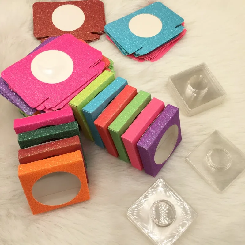 Bling bling lashes box 20 шт./лот Разноцветные квадратные блестящие бумажные ресницы упаковка