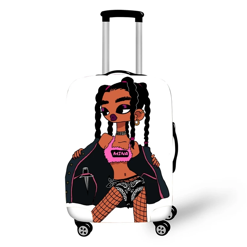 Афро леди девушка печати чемодан крышка коричневый для женщин Африка Красота принцесса эластичный пыли чемодан защитные чехлы туристические аксессуары - Цвет: Z16