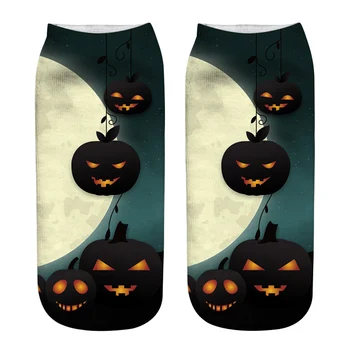 

Unisex Halloween Comfortable Polyester Anti Slip Socks Casual 3D Printed Washable Fashion Soft Boys Girls Low Cut Stretchy