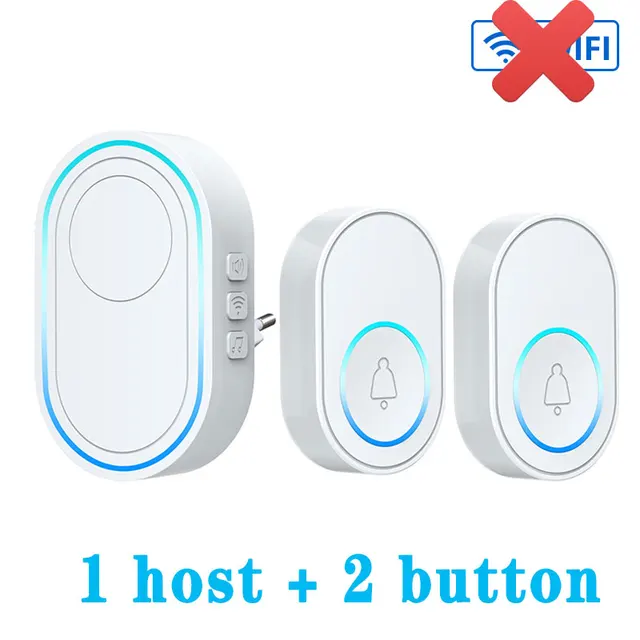 Wireless Doorbell Tuya App Intelligent Home Welcome Doorbell Waterproof Button LED Light 433MHz Security Alarm Smart Doorbell White No WiFi 3