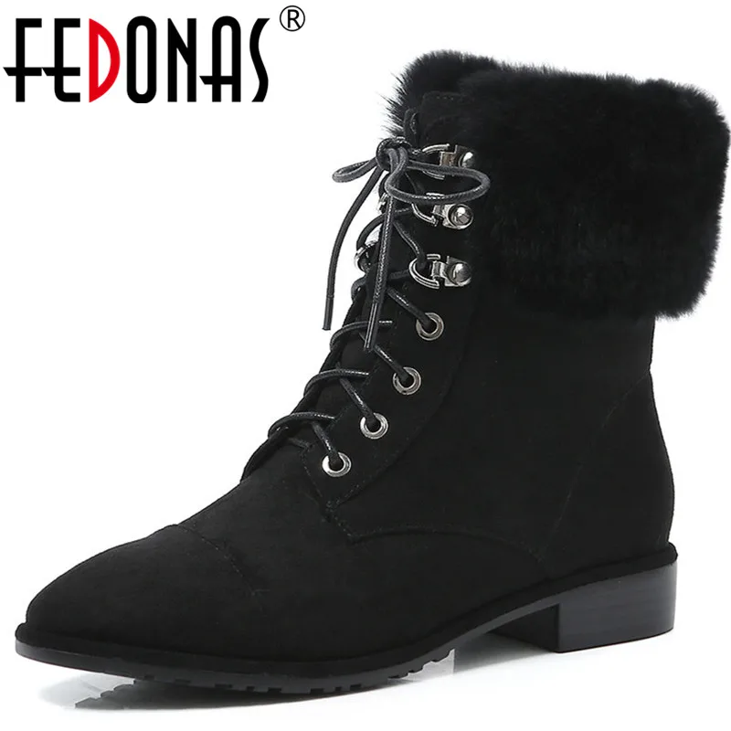 

FEDONAS Snow Boots Women Autumn Winter Warm Cross Tied Short Boots Women Flats Basic Shoes Woman Metal Decoration Ankle Boots