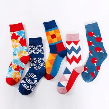 

Fashion Colorful Funny Men Graphic Women Socks Patchwork Combed Cotton Stripe Japanese Sock Girl Gift XW45