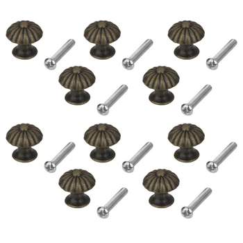 10Sets Antique Round Cabinet Drawer Knob Kitchen Drawer Pull Cupboard Bathroom Handle Door Furniture Hardware Single Hole