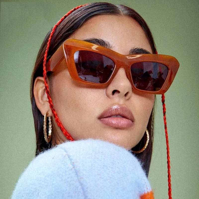 

Женские солнцезащитные очки «кошачий глаз» OLOPKY, оранжевые солнцезащитные очки большого размера с квадратными линзами, 2022