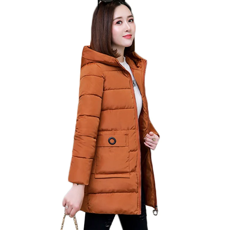 

Large Size Women Coat Outerwear Winter Hooded Parker Women Jacket Coats New Solid Thicke Down Cotton Jacket LP506
