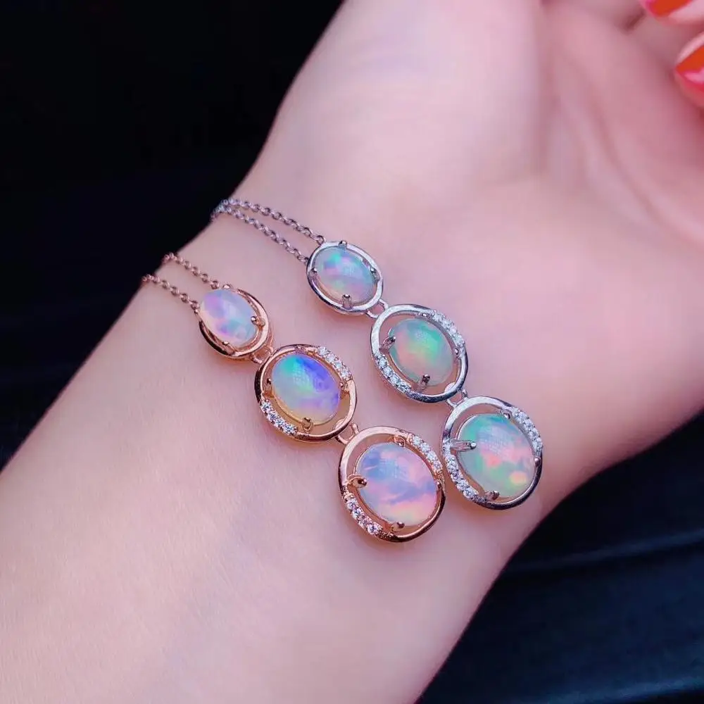 

Natural Opal Necklace, Australian mining area, color changing and colorful, 925 silver