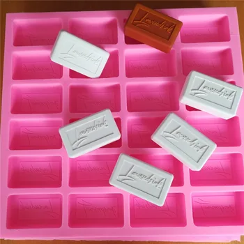 

24 Cavities Rectangle Soap Mould with Logo name Customize Silicone Tray Silicone Mould for Cold Process Bar Soap Making