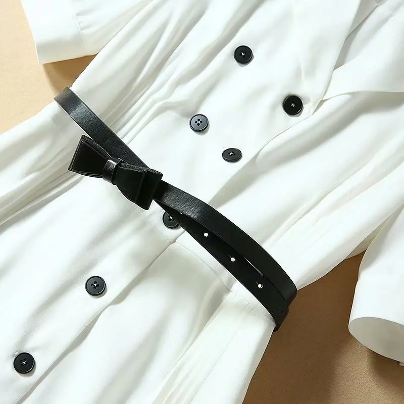 Buy Best lPeAR Women Dress Button Designer White Dress Elegant Turn Down Collar Short Sleeve Dresses A1118