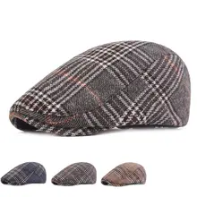 Мужская Ретро Регулируемая клетчатая печать остроконечная Кепка берет осенние и зимние шапки для мужчин