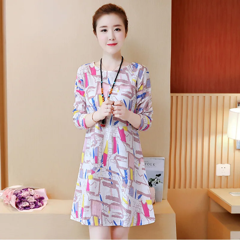 

Hot Selling European And American-Style Supply Mid-length Plus-sized Loose-Fit Half Sleeved Dress Women's Clothing