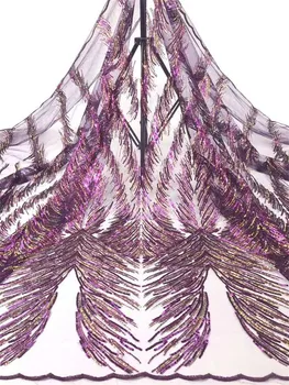 

Luxury Evening dress / party dress design fabric sequins embroidery French mesh tulle African sequin Nigeria embroidery fabric