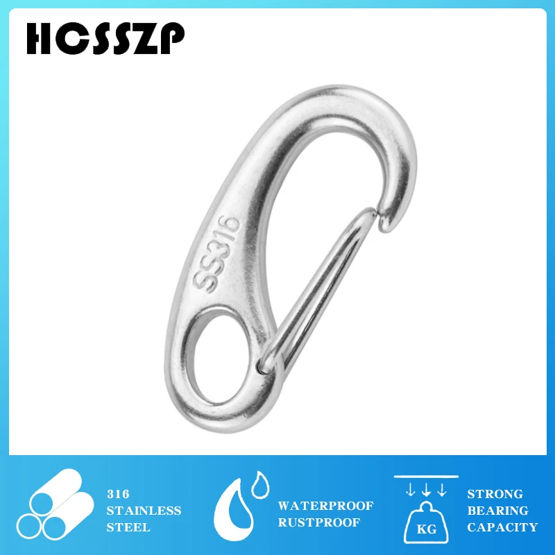 

Egg Shape Spring Snap Hooks 304 316 Stainless Steel Hiking Camping Belt Carabiner Quick Release Carabiner Buckle Eye Shackle