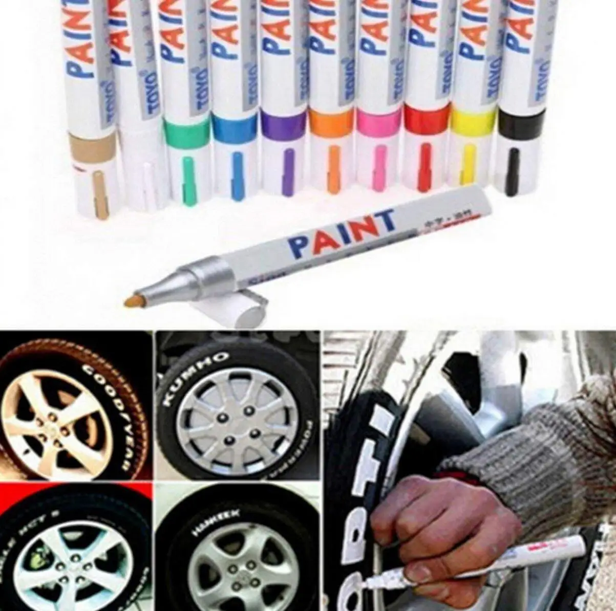 

Oil Car Tyre Tire Tread marker pen black Waterproof Permanent paint marker CD metallic graffiti pen white marker pen uni paint