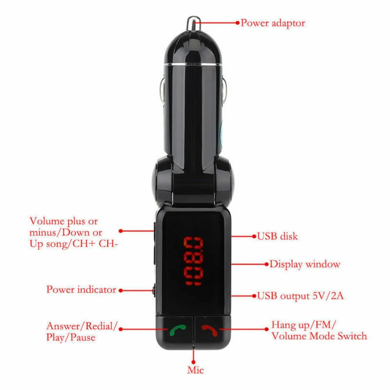 ЖК-автомобильный комплект Bluetooth fm-передатчик MP3-плеер 3,5 мм Aux USB зарядное устройство для устройства Handsfree изготовлен из высококачественного материала, прочный