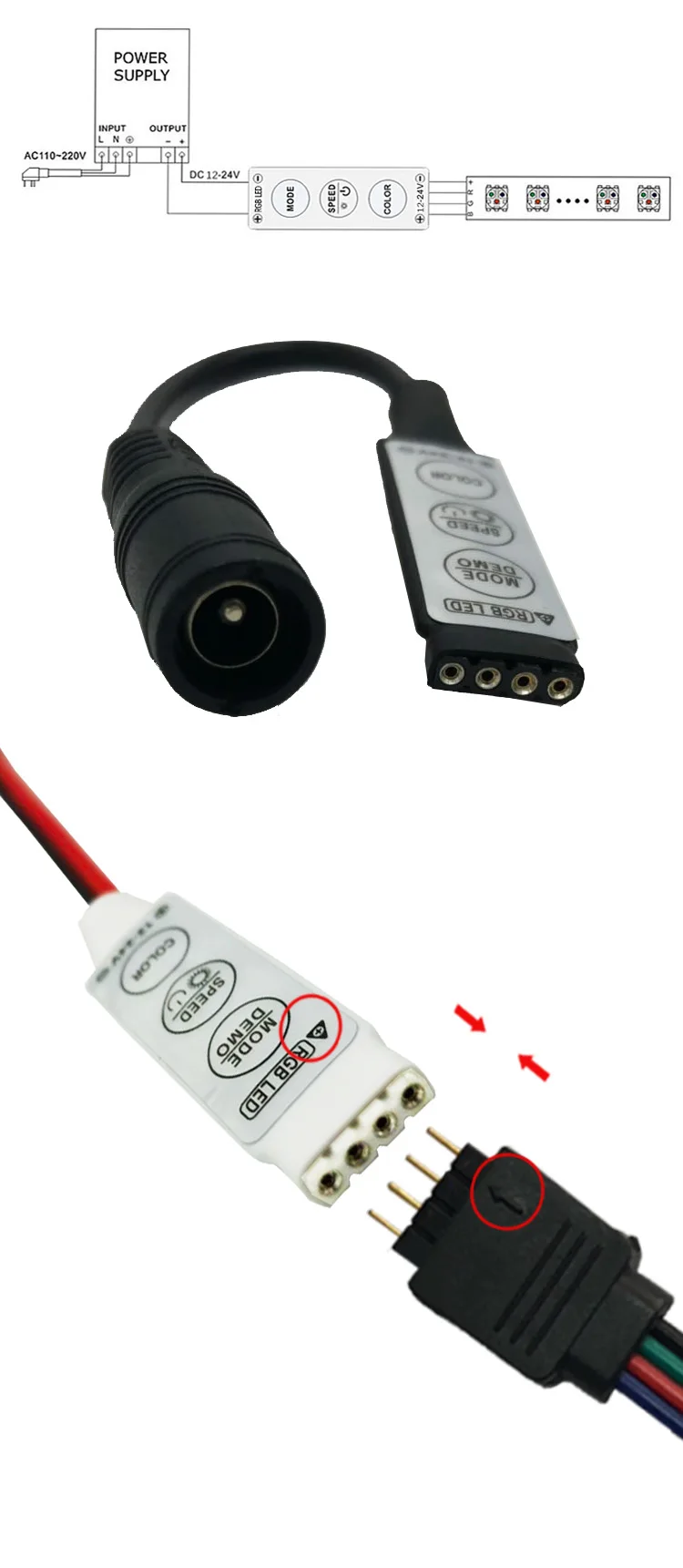 12 V-24 V Mini 3 ключа одинарный RGB Цвет светодиодный контроллер Яркость диммер для 2835 3528 5050 светодиодный полосы света