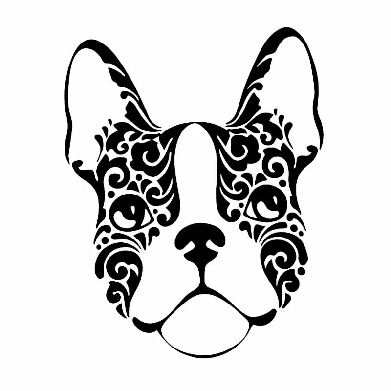 

DAWASARU Waterproof Sunscreen Custom Personality French Bulldog Sugar Skull Dog Vinyl Decal Car Stickers Black/Silver 13X17CM