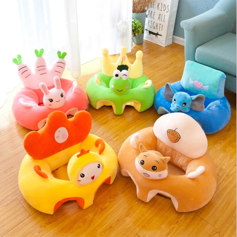 Cute Sofa Support Seat Cover Baby Plush Chair Learning To Sit Toddler Nest Washable PP Cotton Filler Cradle Sofa Chair 50x50cm