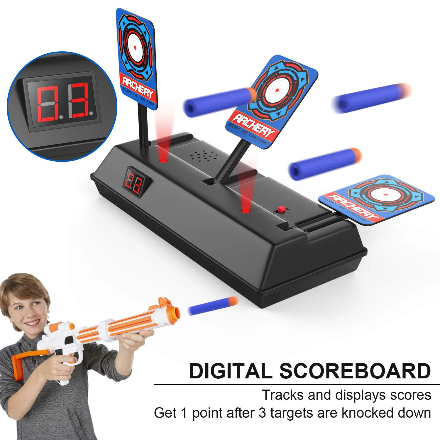 

New Digital Shooting Target Automatic Reset and Score Simulated Sound Toy Gun Target Suitable for Nerf and Paintball Bullet Gun