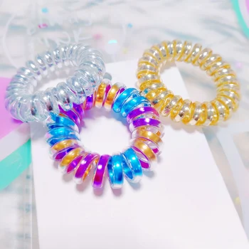 

3PCS women scrunchie Telephone Line Hair Ring Spring Rubber Band Hair Band Tie Braids Bind Tool Hairstyle Hair Accessories Candy