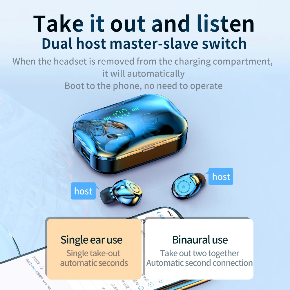 TWS Bluetooth Earphone LED Display True Wireless Earbuds TWS Touch Control Wireless Earphones For iPhone Headphones Waterproof