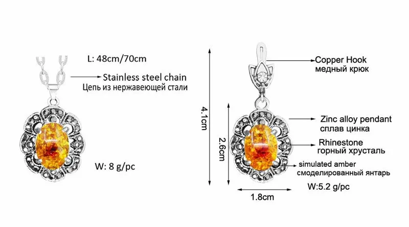 Цветок Смола серьги Цепочки и ожерелья комплект ювелирных изделий Rhinestone Винтаж вид Модные украшения для Для женщин TS430