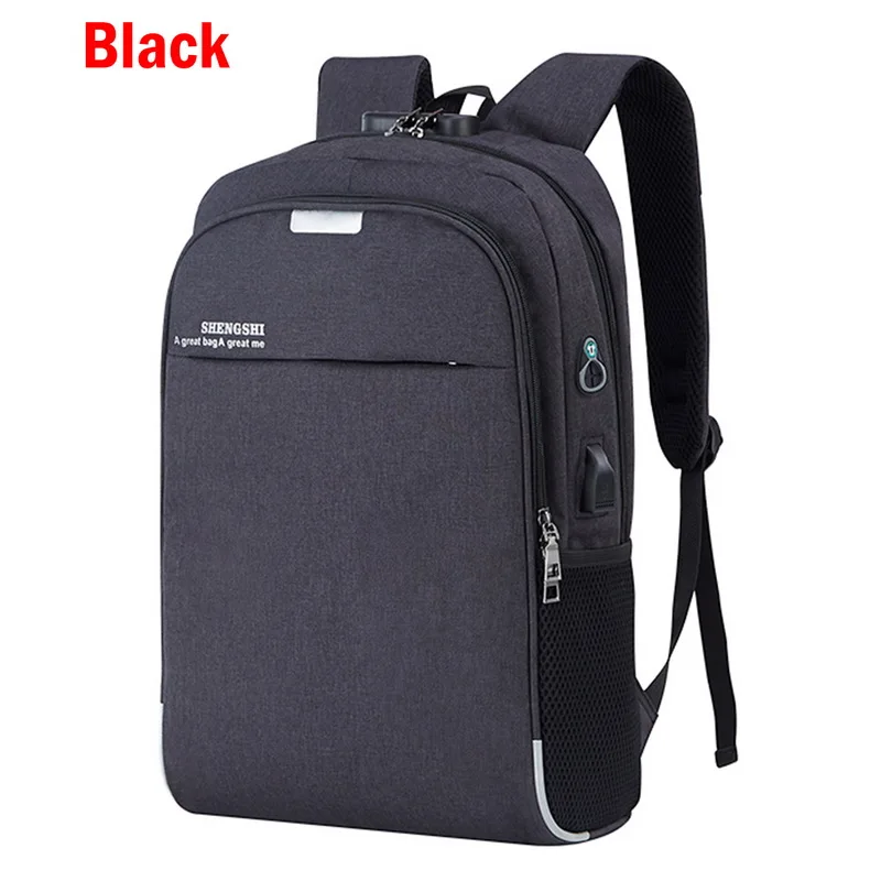 Litthing мужские сумки для ноутбука рюкзак для ноутбука зарядка через Usb компьютер рюкзак рюкзаки для подростков Повседневный стиль сумки большой мужская деловая дорожная сумка Mochila - Цвет: A black