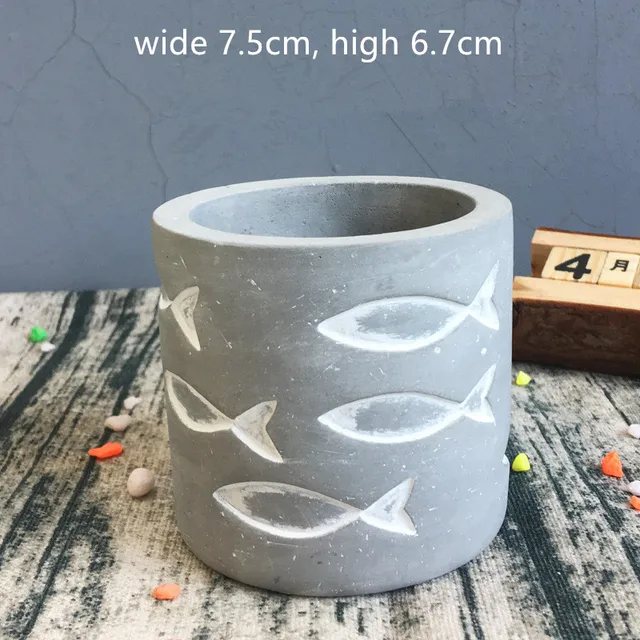 Small Cement Silicone Pot Molds Round Square Stone Planter Gardening Concrete Mold Light Yellow