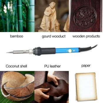 

Hot Adjustable Temperature Wood Burning Iron Kit Electric Soldering Iron Heat Tool with Pencil Stencil Repair Tool