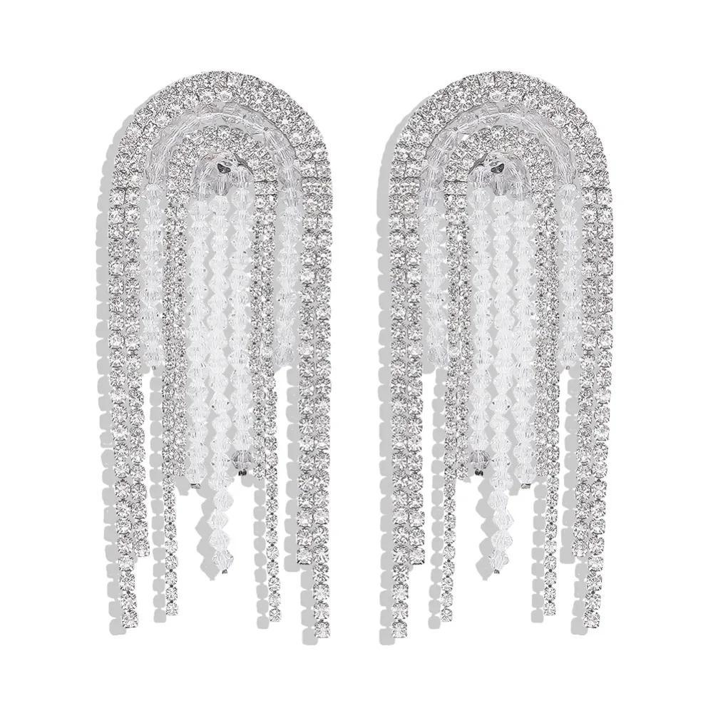 Dvacaman Новинка для женщин модные полные акриловые кристаллические бусы кисточки Висячие серьги ювелирные аксессуары большие сережки