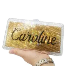 Роскошные Кристальные сумки AB Серебряный клатч кошелек Индивидуальные Имя вечерние сумки добавить буквы бриллиантовый кошелек сумки SM20