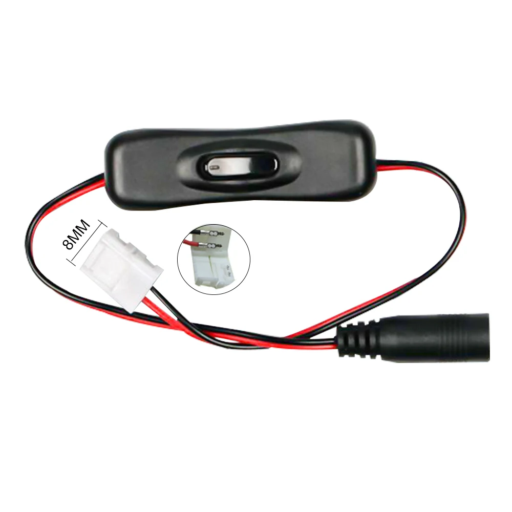 Светодиодная лента переключатель вкл/выкл с женским кабелем питания и штекером DC 5,5x2,1 мм разъем Переключатель для 12 В 24 В светодиодный светильник
