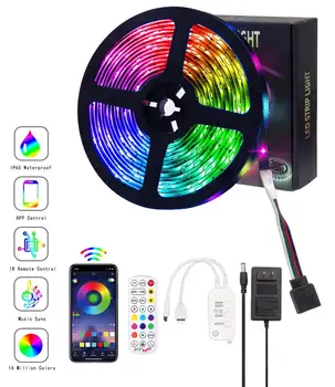 

3m LED Strip Lights RGB Strips SMD5050 Waterproof Music Sync Color Changing Support Bluetooth Controller APP for Home TV Party