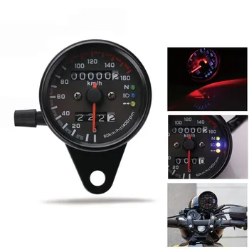 

Motorcycle Accessories Cafe Racer Speedometer Odometer Gauge LED backlight 0-160KM/H Instrument with LED Indicator Speedo meter