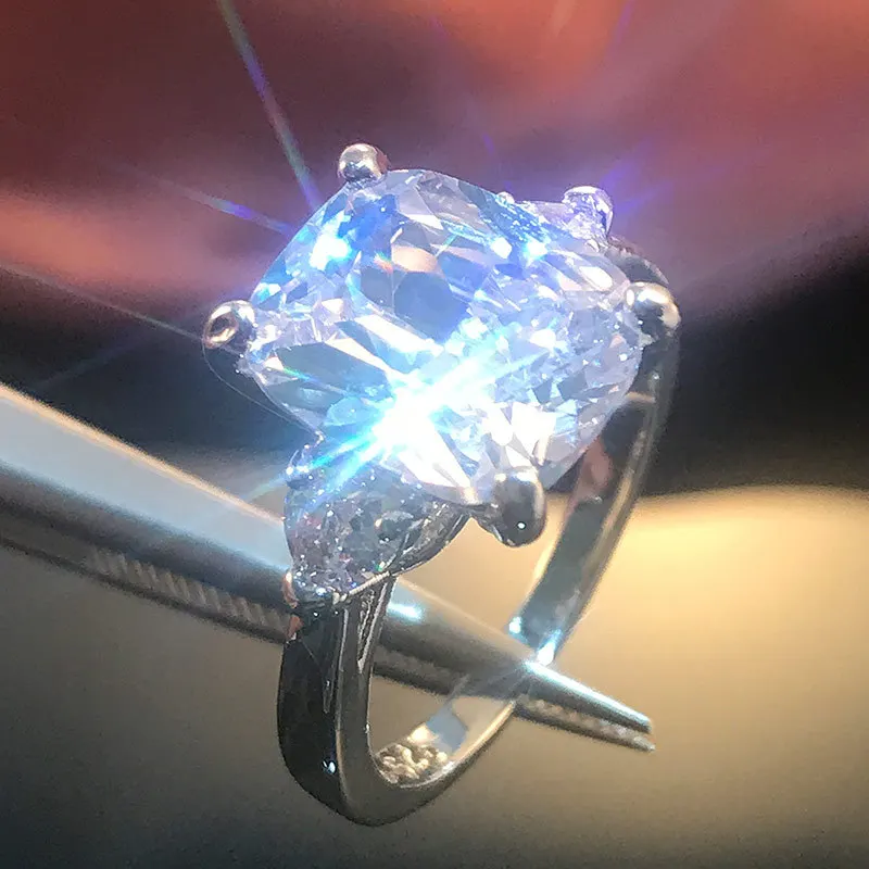 Luxus Sparkly Big Stein Zirkon Silber Ring Für Frauen Engagement Hochzeit Glänzenden Partei Schmuck Mode Weibliche 2019 |