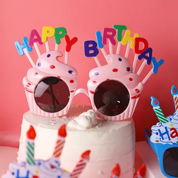 

New Glasses Cake Topper Novelty Colorful Sunglasses Cake Topper Flags For Baby Shower KIds Gifts Birthday Party Cake Decorations