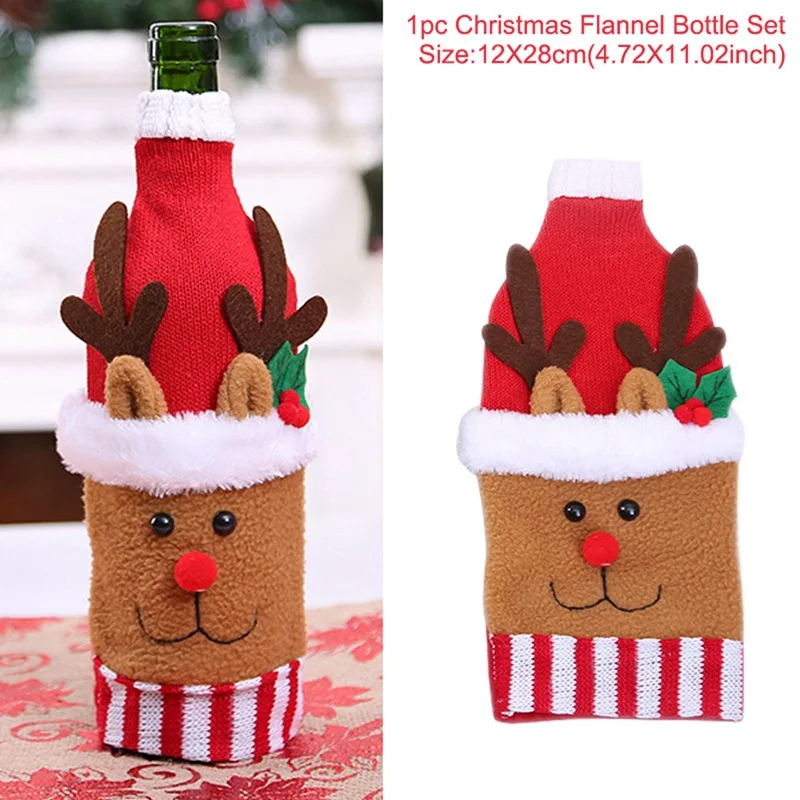 QIFU, Рождественская Крышка для бутылки вина, Чулки со снеговиком, рождественский подарок, сумки, Рождественский упаковочный мешочек, Navidad, подарки на Рождество, год - Цвет: Wine bottle set 35