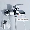 Bathtub Faucet Wall Mounted Tub Sink Thermostatic Shower Black Dual Handle With Handshower Bathroom Bath Shower Set  Mixer Tap ► Photo 3/6